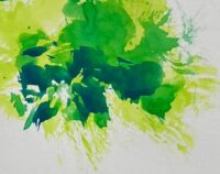 濃い緑色の絵の具で描く