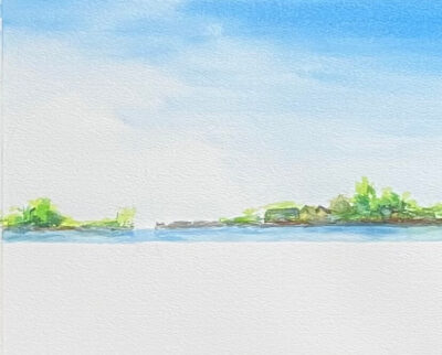空と遠景の絵
